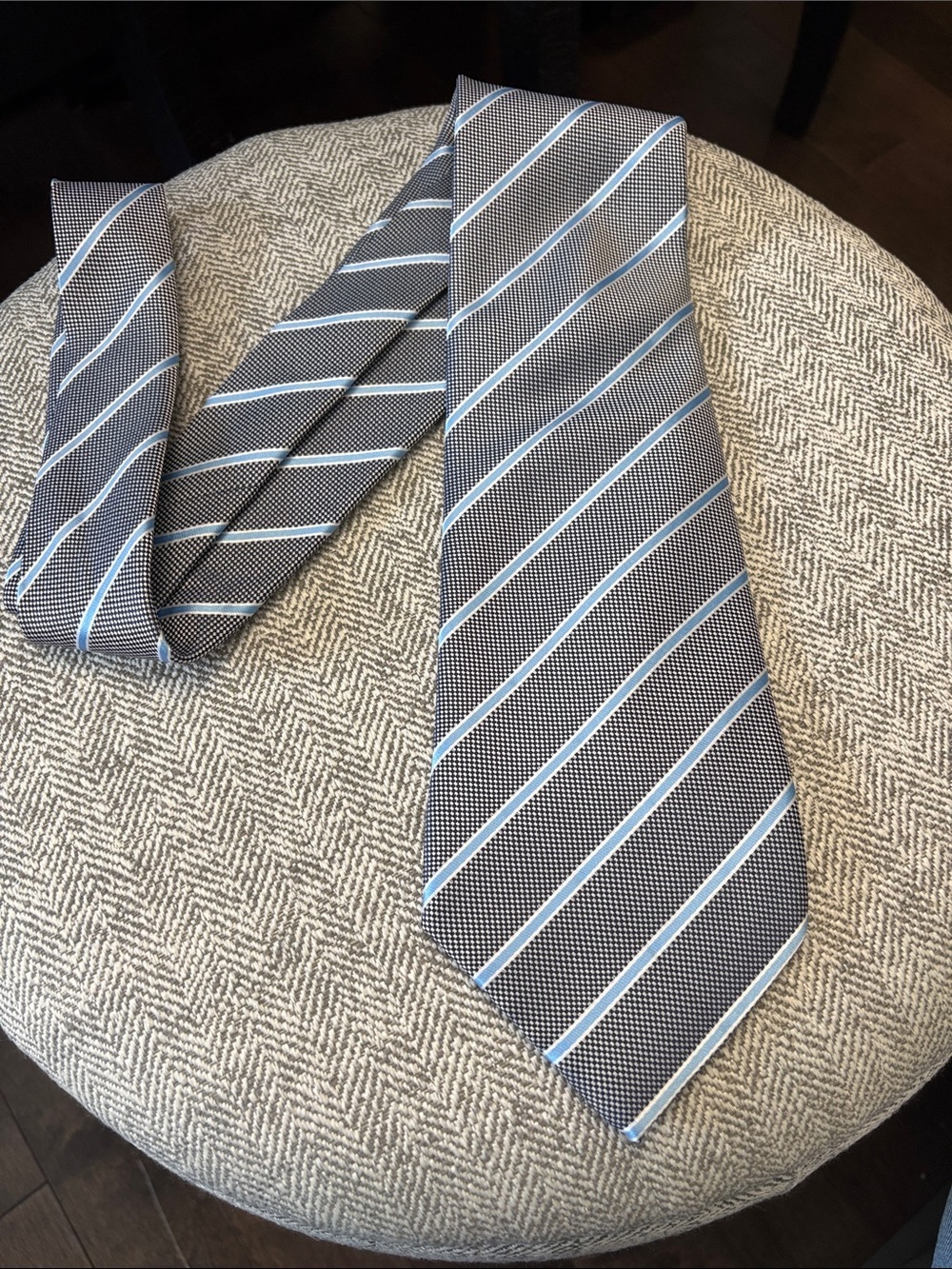 Paul Smith Gray Tie with Light Blue Stripes